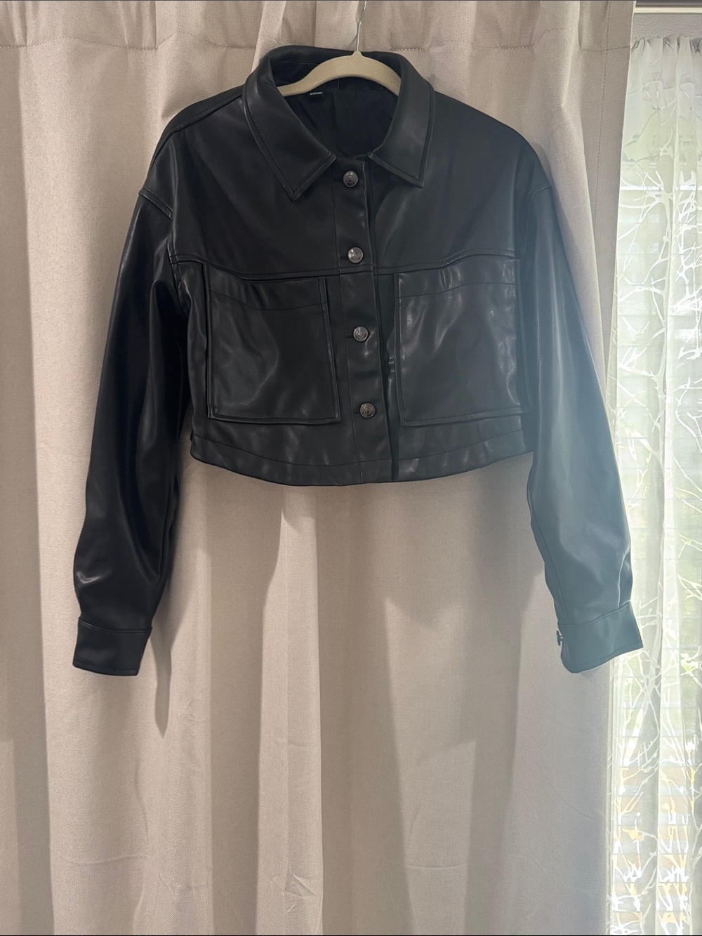 Windsor Black Faux Leather Cropped Jacket